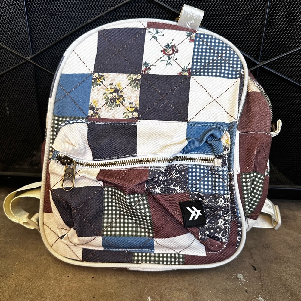 Threads Patchwork Backpack with Multicolor Design